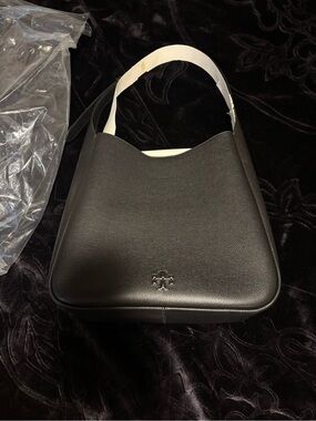 Tory Burch Black Pebbled Leather Shoulder Bag